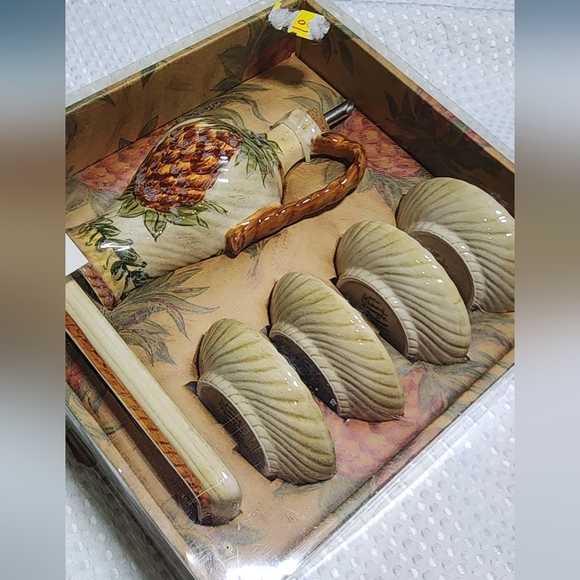 VINTAGE NWT TROPICAL PINEAPPLE 6 PC DIPPING SET - Picture 4 of 4